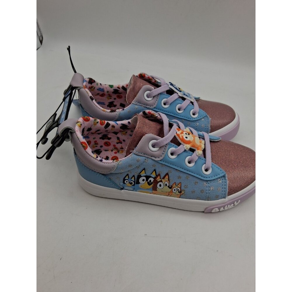 Bluey Sneakers Toddler Kids Size 12 Blue Purple Slip On Elastic Lace Shoes - Picture 3 of 10